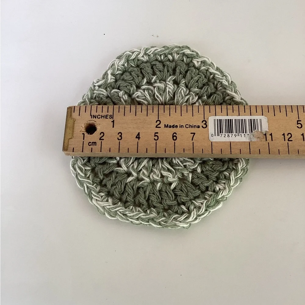 Placemat Coaster Set Hand Crafted Green White Cotton Crochet Boho